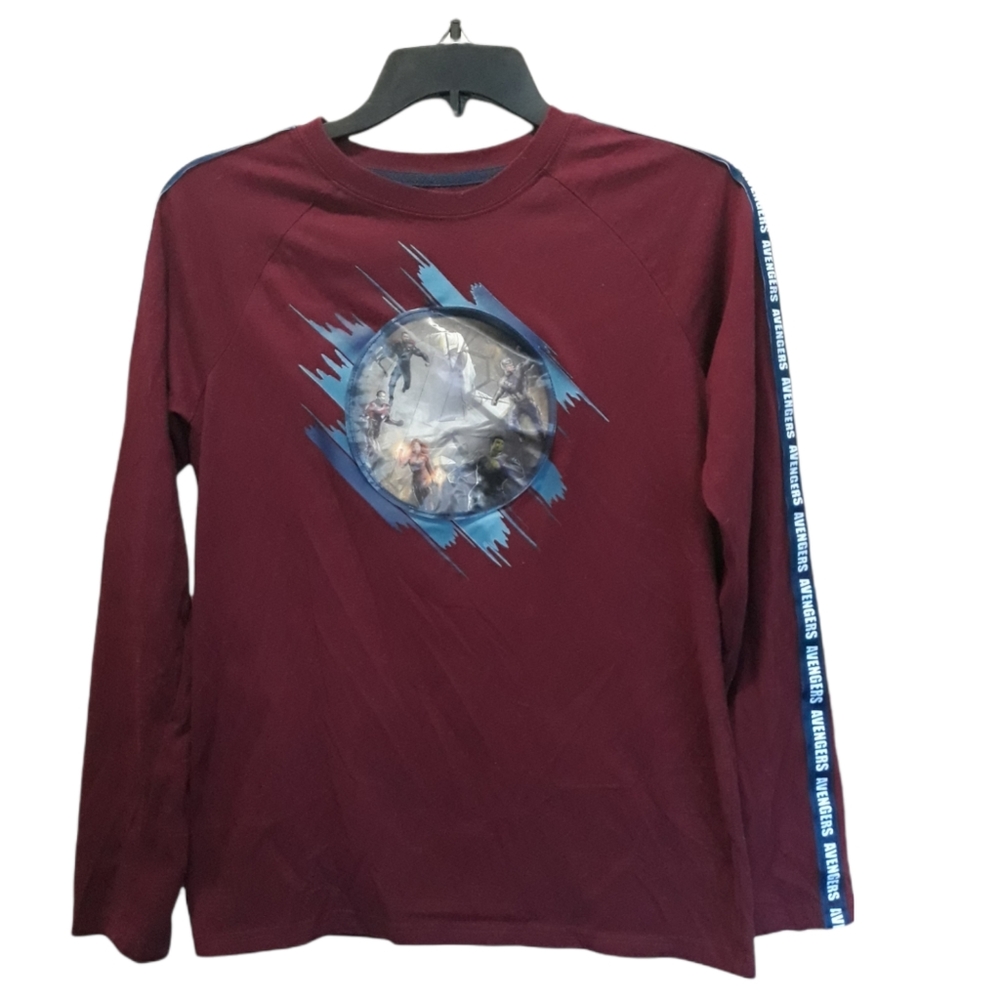 Marvel the Avengers boys burgundy long sleeve tshirt. Size: (14/16)